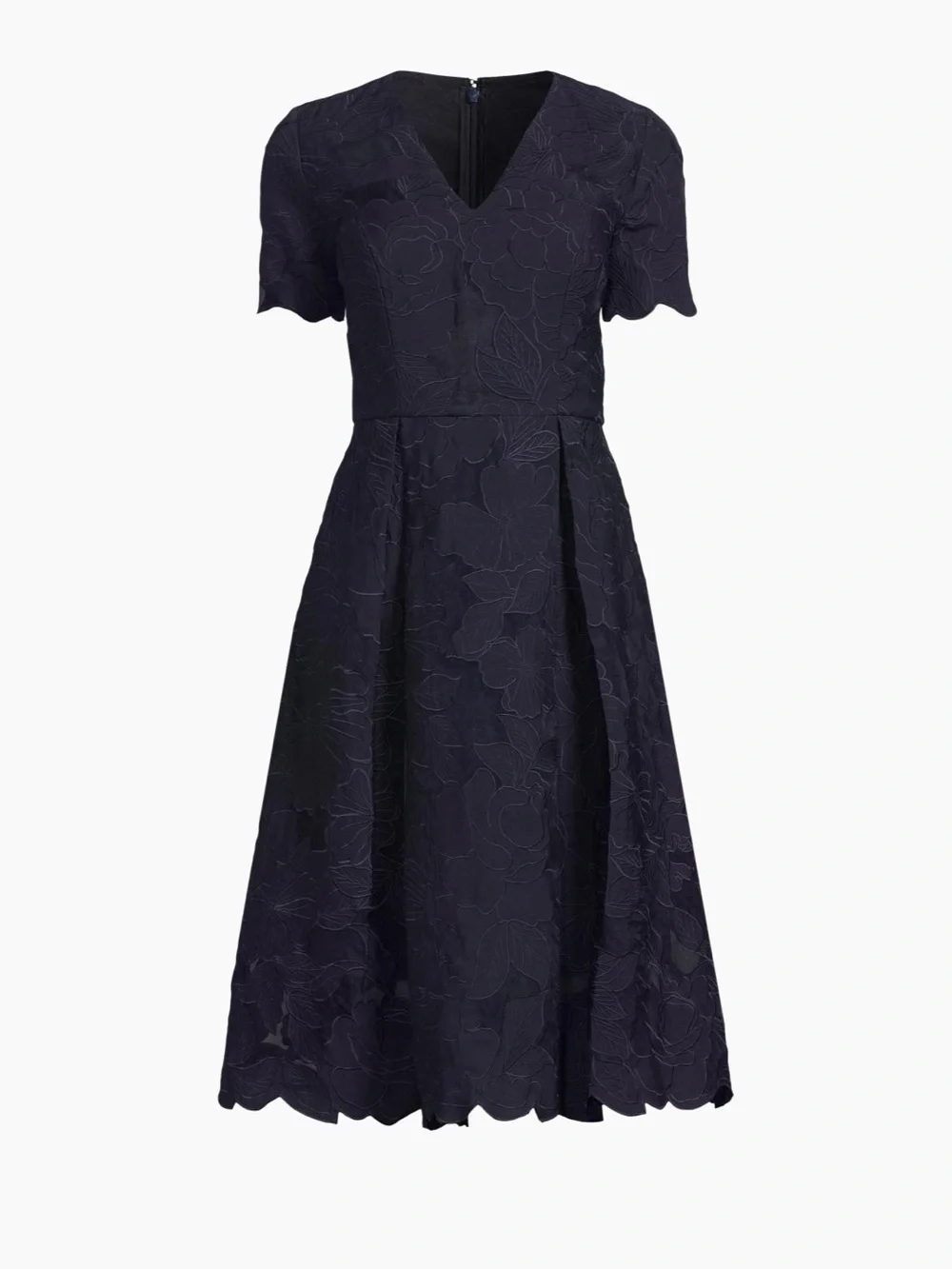 Kay Unger Luna Floral Embroidered Organza Midi Blue A Line Dress NWT SZ 4 Modest - Picture 4 of 11